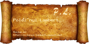 Polányi Lambert névjegykártya